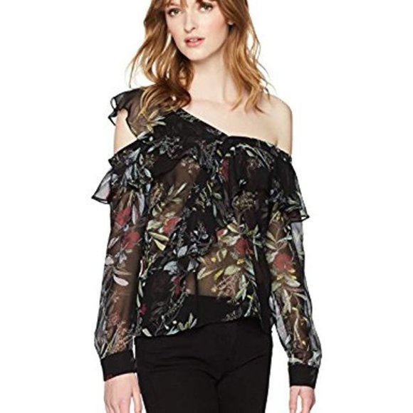 Guess Tops - guess winslow one shoulder top floral fauna